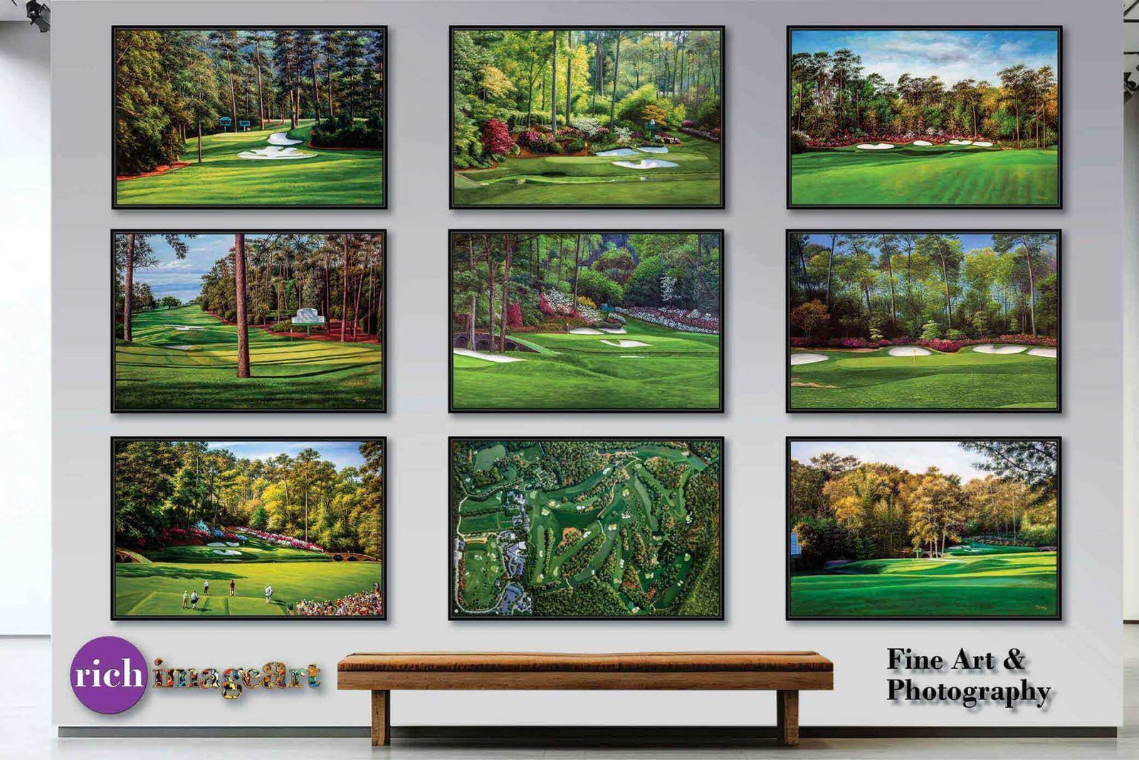 Augusta National poster painting print pic Masters Camellia PGA Golf Club Hole 10 artwork RichimageArt.com ANGC10RiOil01 9