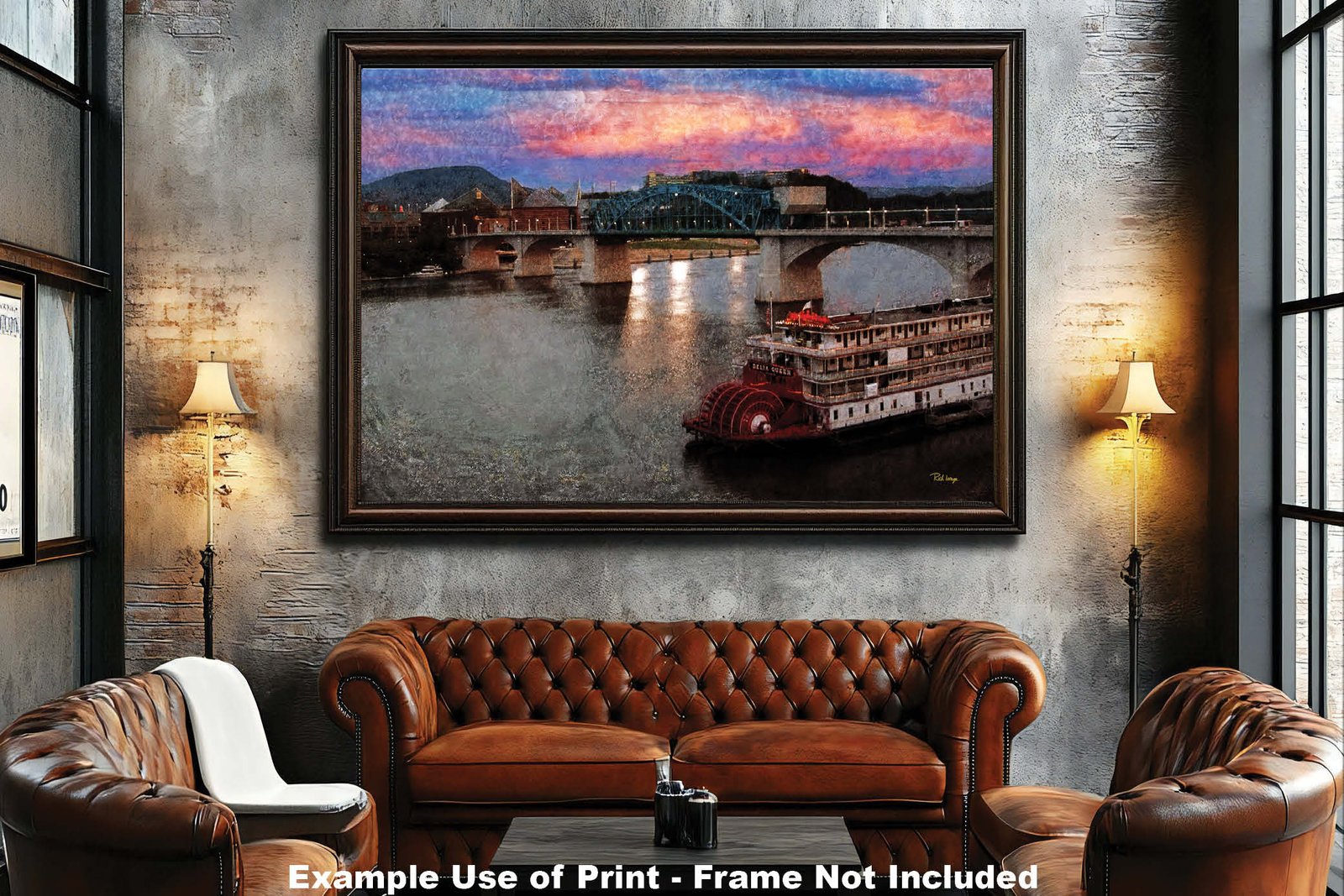 Chattanooga Riverwalk painting print Riverpark Rock City Lookout Mountain Ruby Falls Tennessee artwork Chatt10MC1 5