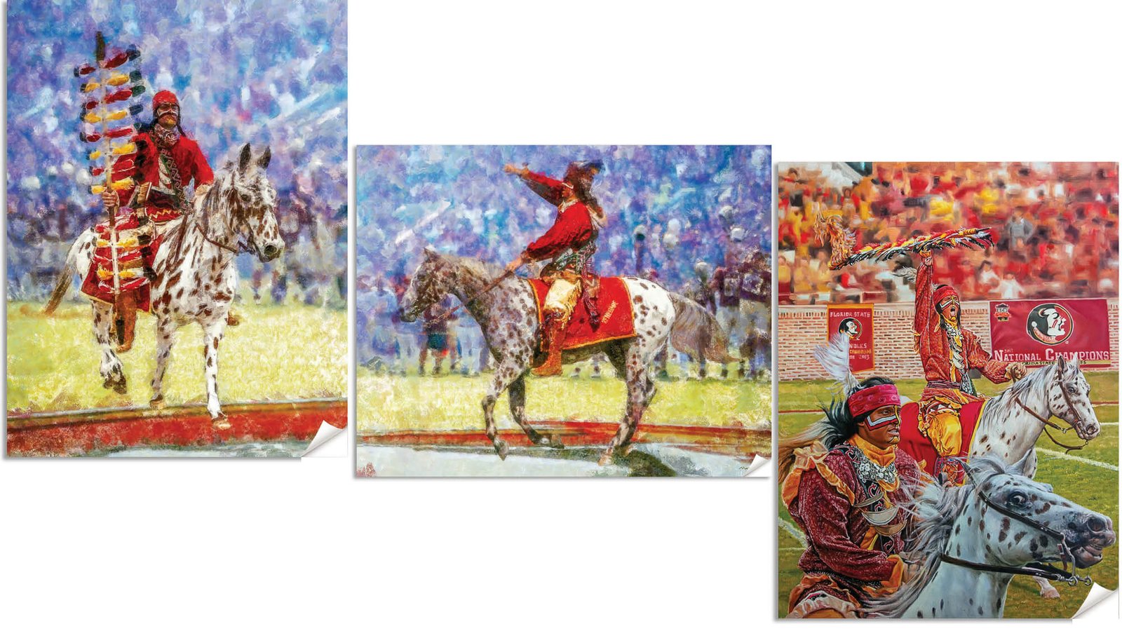 Chief Osceola FSU Mascot College Football Team wall art Florida State Seminoles artwork Renegade painting print canvas prints FSUchief3combo