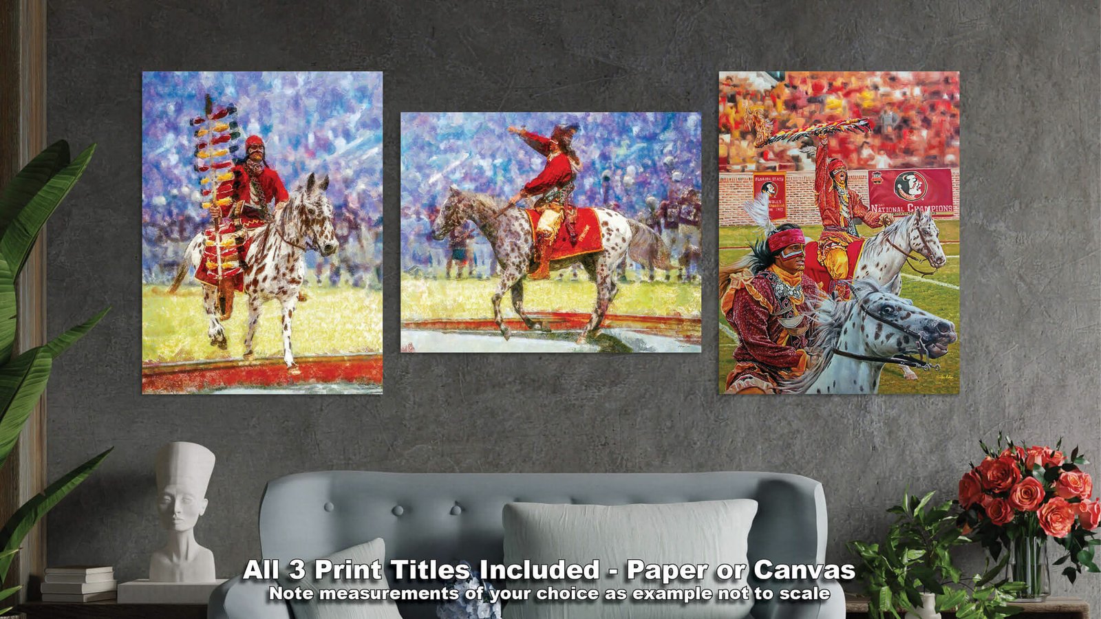 Chief Osceola FSU Mascot College Football Team wall art Florida State Seminoles artwork Renegade painting print canvas prints FSUchief3combo 10