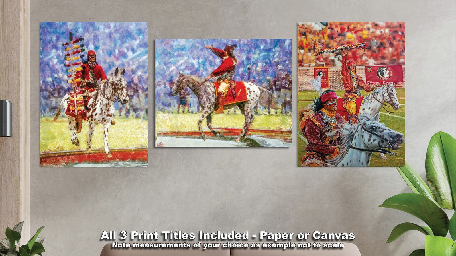 Chief Osceola FSU Mascot College Football Team wall art Florida State Seminoles artwork Renegade painting print canvas prints FSUchief3combo 11