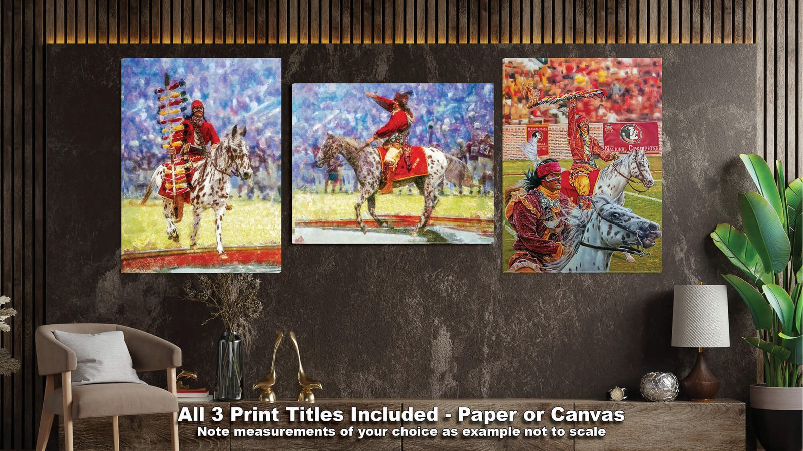 Chief Osceola FSU Mascot College Football Team wall art Florida State Seminoles artwork Renegade painting print canvas prints FSUchief3combo 12