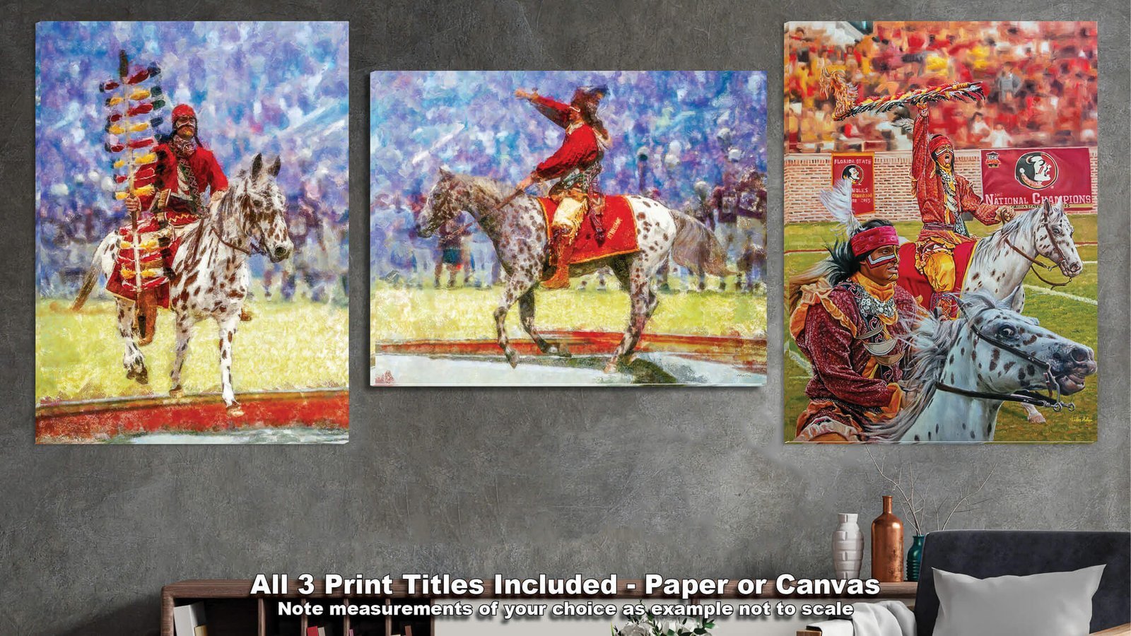 Chief Osceola FSU Mascot College Football Team wall art Florida State Seminoles artwork Renegade painting print canvas prints FSUchief3combo 13