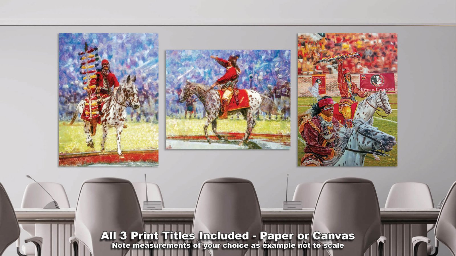 Chief Osceola FSU Mascot College Football Team wall art Florida State Seminoles artwork Renegade painting print canvas prints FSUchief3combo 14