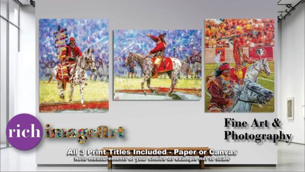 Chief Osceola FSU Mascot College Football Team wall art Florida State Seminoles artwork Renegade painting print canvas prints FSUchief3combo 2