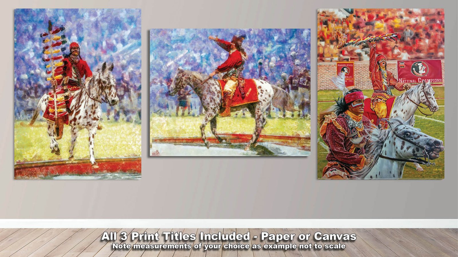 Chief Osceola FSU Mascot College Football Team wall art Florida State Seminoles artwork Renegade painting print canvas prints FSUchief3combo 24