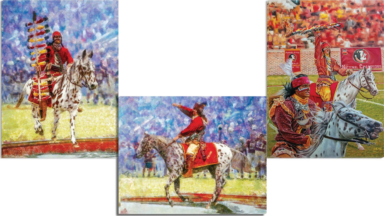 Chief Osceola FSU Mascot College Football Team wall art Florida State Seminoles artwork Renegade painting print canvas prints FSUchief3combo 25