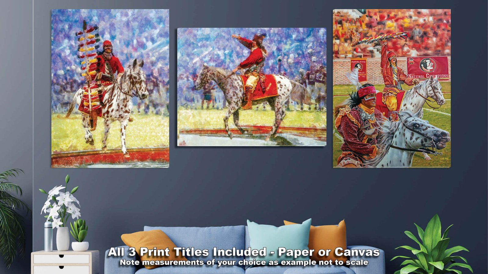 Chief Osceola FSU Mascot College Football Team wall art Florida State Seminoles artwork Renegade painting print canvas prints FSUchief3combo 6