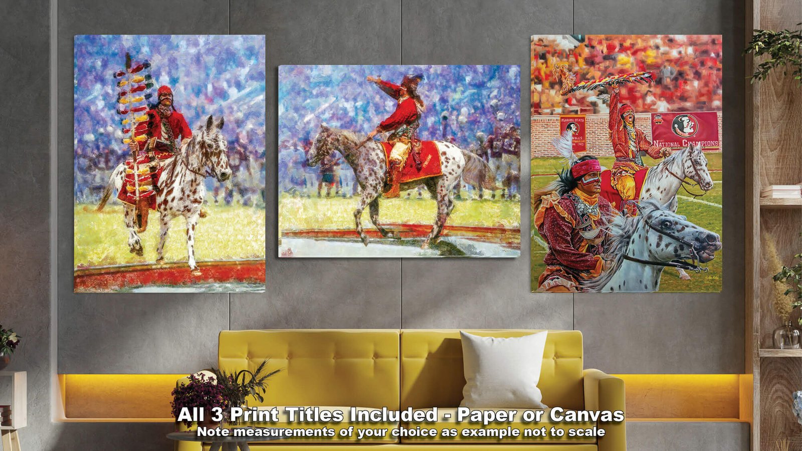 Chief Osceola FSU Mascot College Football Team wall art Florida State Seminoles artwork Renegade painting print canvas prints FSUchief3combo 8