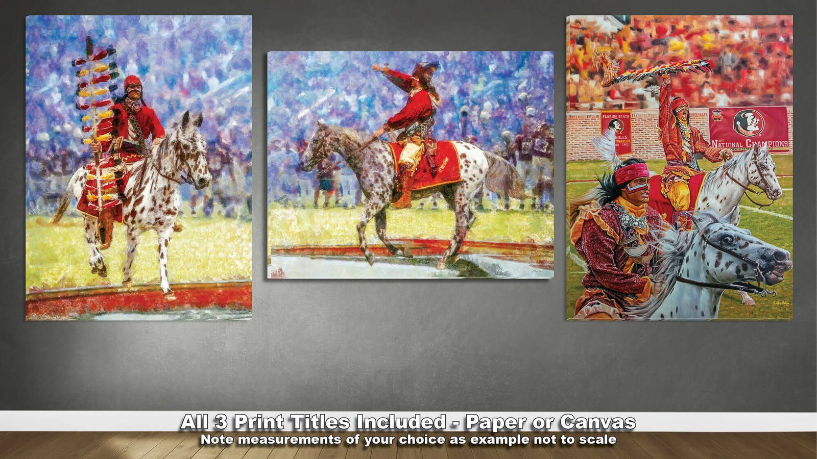 Chief Osceola FSU Mascot College Football Team wall art Florida State Seminoles artwork Renegade painting print canvas prints FSUchief3combo 9