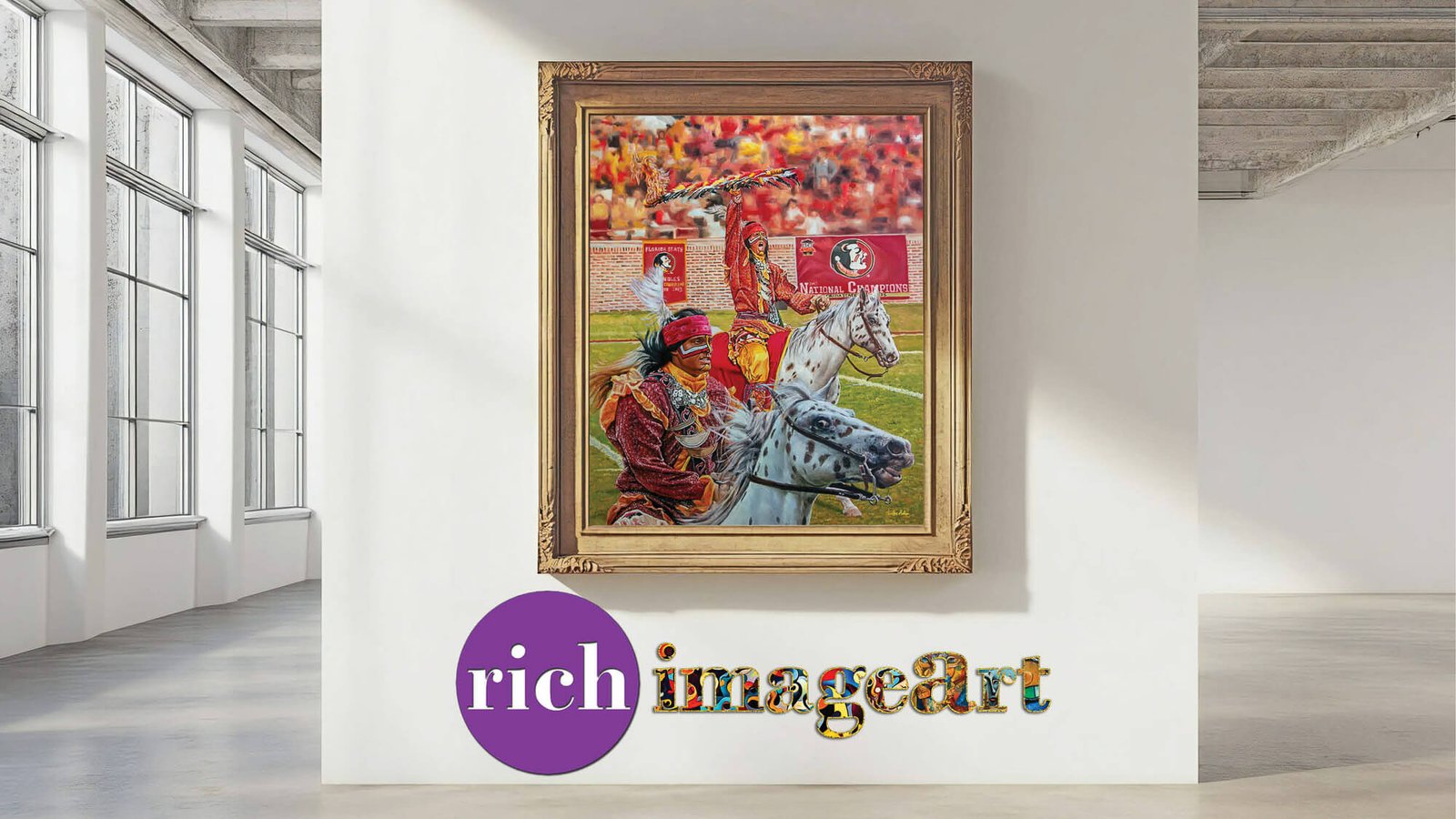 Chief Osceola artwork painting print wall art College Football Team Florida State Seminoles Renegade FSU Mascot canvas prints FsuChief1AM3 2