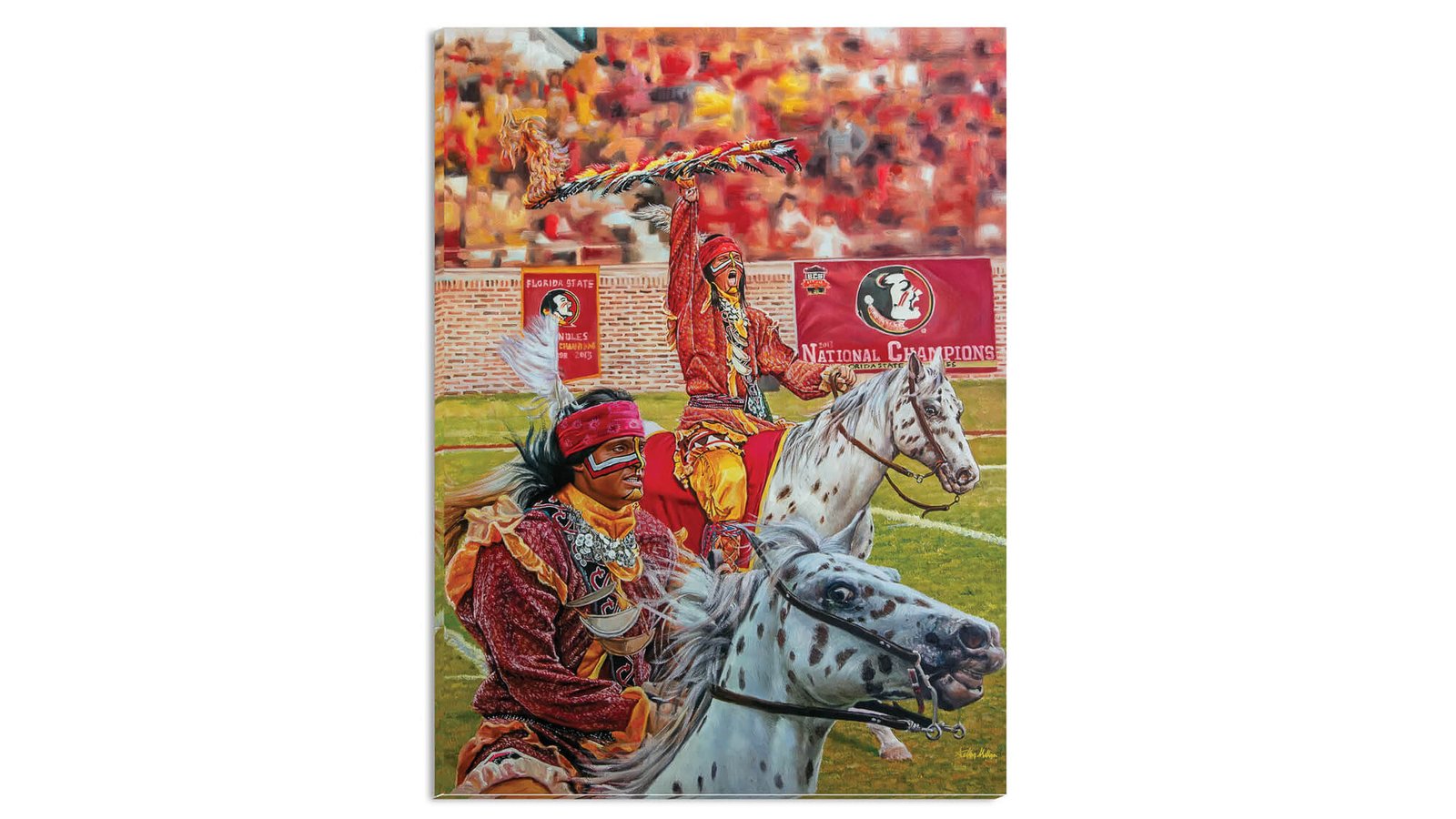 Chief Osceola artwork painting print wall art College Football Team Florida State Seminoles Renegade FSU Mascot canvas prints FsuChief1AM3 25