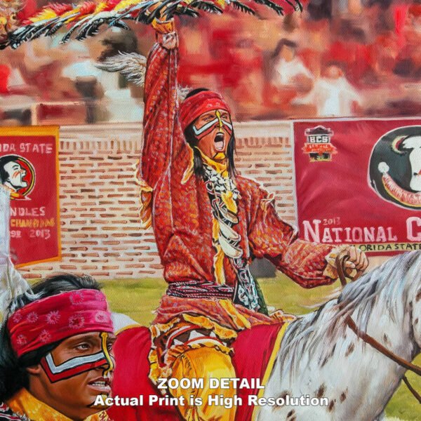 Chief Osceola artwork painting print wall art College Football Team Florida State Seminoles Renegade FSU Mascot canvas prints FsuChief1AM3 3