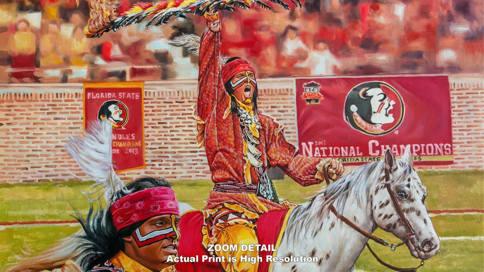 Chief Osceola artwork painting print wall art College Football Team Florida State Seminoles Renegade FSU Mascot canvas prints FsuChief1AM3 3