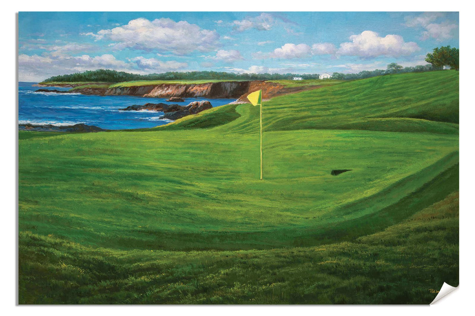 Golf Course 10th Hole 10 Pebble Beach Golf Links Golf Club ATT Pro Am PGA Tournament Oil Painting Wall Art Print PblBch10RiOil06