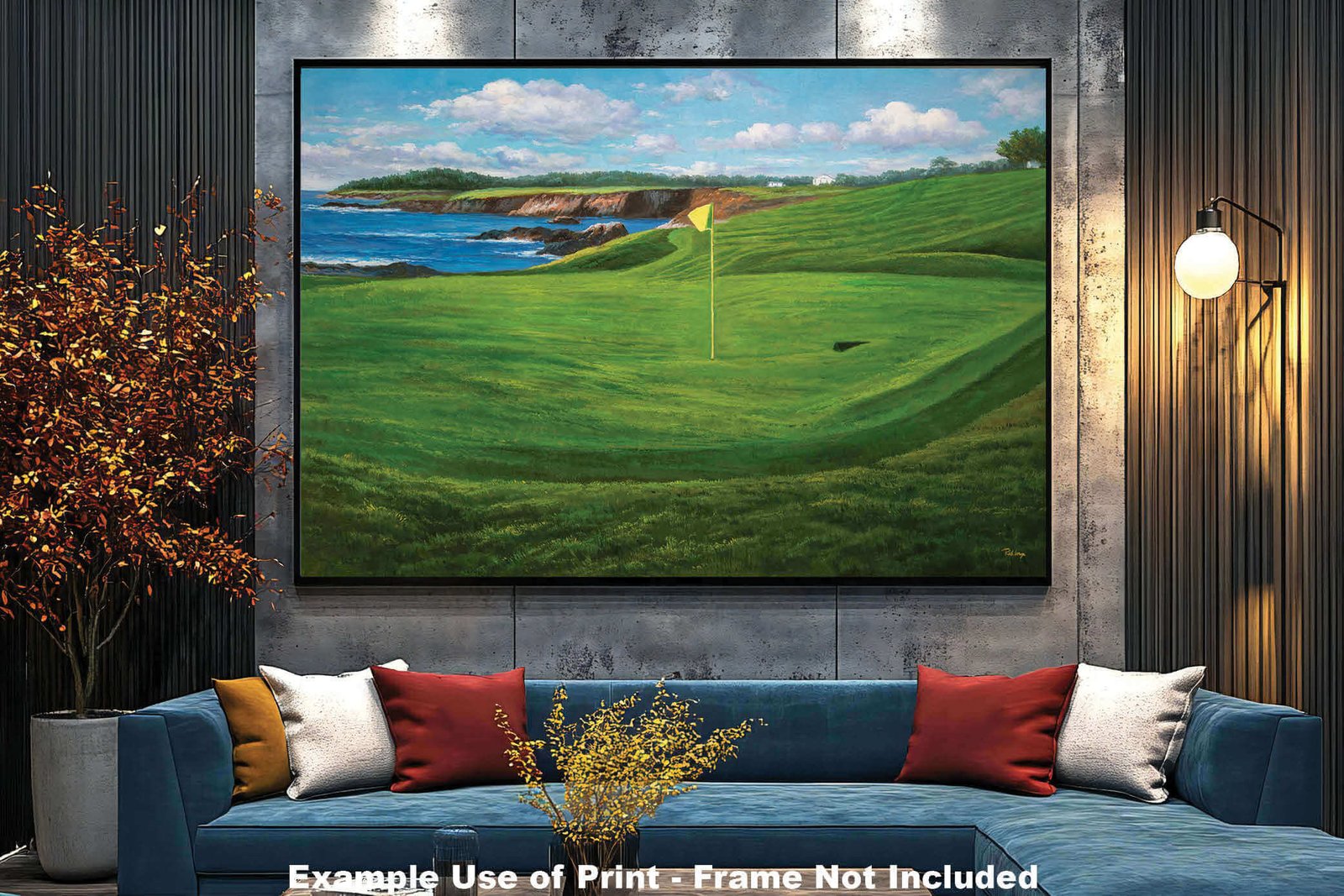Golf Course 10th Hole 10 Pebble Beach Golf Links Golf Club ATT Pro Am PGA Tournament Oil Painting Wall Art Print PblBch10RiOil06 11