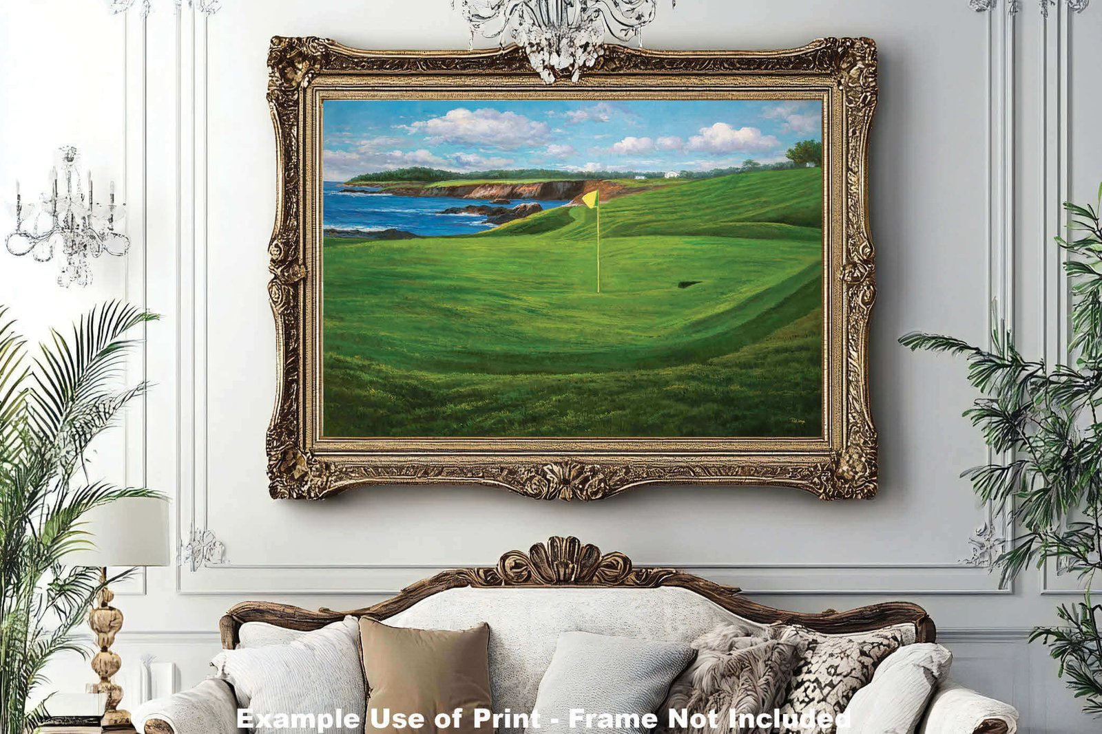 Golf Course 10th Hole 10 Pebble Beach Golf Links Golf Club ATT Pro Am PGA Tournament Oil Painting Wall Art Print PblBch10RiOil06 12