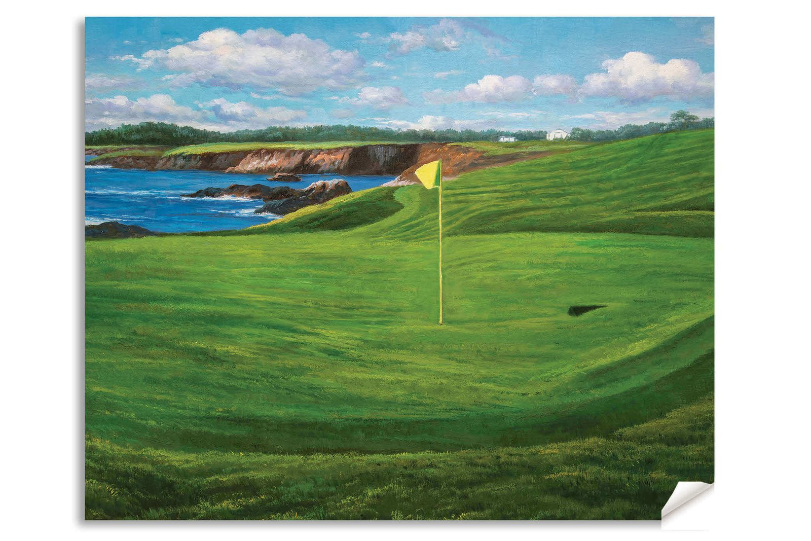 Golf Course 10th Hole 10 Pebble Beach Golf Links Golf Club ATT Pro Am PGA Tournament Oil Painting Wall Art Print PblBch10RiOil06 13