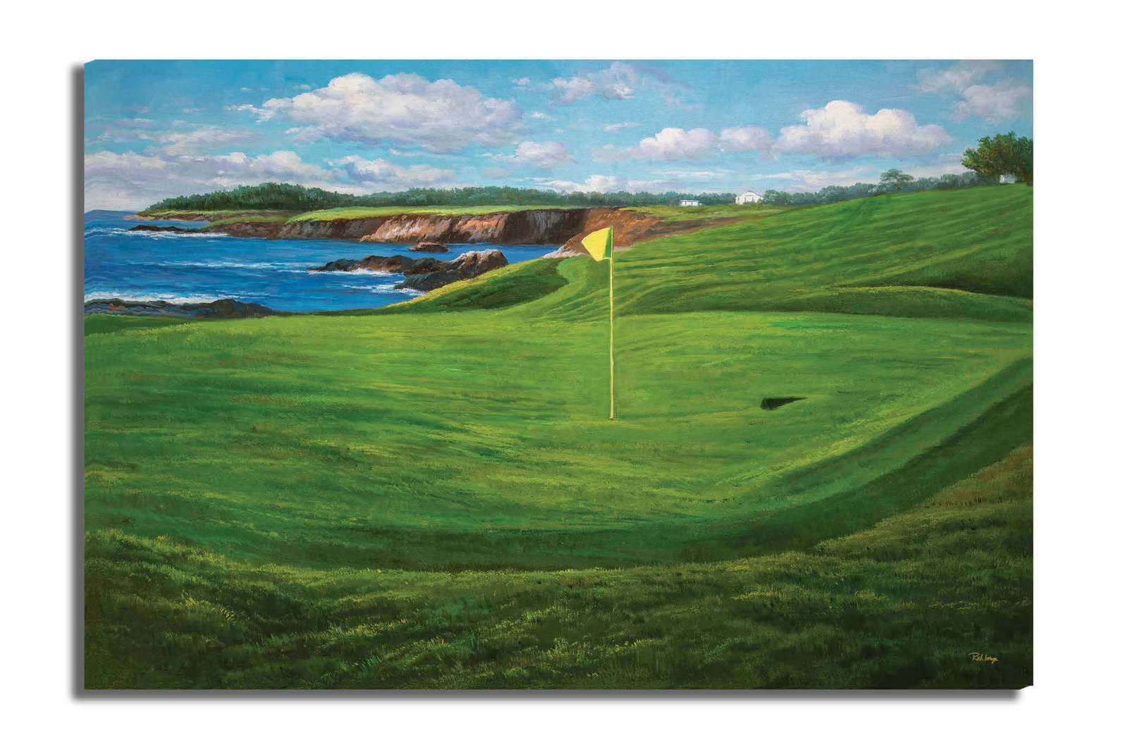 Golf Course 10th Hole 10 Pebble Beach Golf Links Golf Club ATT Pro Am PGA Tournament Oil Painting Wall Art Print PblBch10RiOil06 15