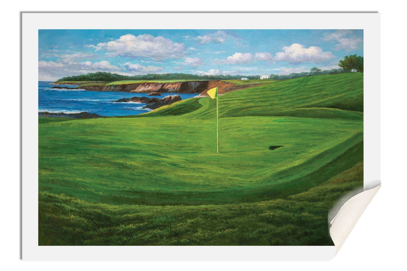 Golf Course 10th Hole 10 Pebble Beach Golf Links Golf Club ATT Pro Am PGA Tournament Oil Painting Wall Art Print PblBch10RiOil06 17