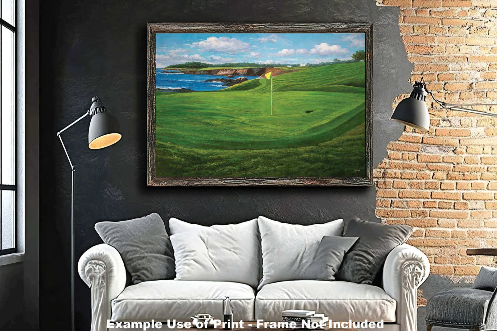 Golf Course 10th Hole 10 Pebble Beach Golf Links Golf Club ATT Pro Am PGA Tournament Oil Painting Wall Art Print PblBch10RiOil06 18
