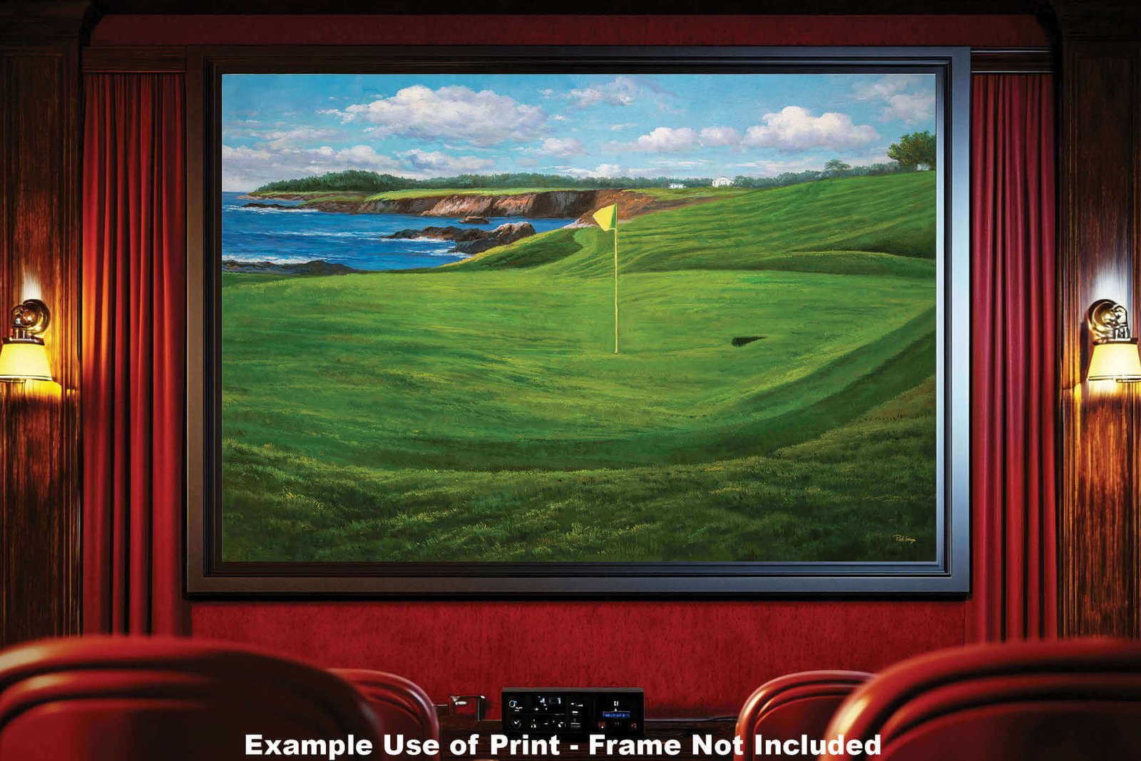 Golf Course 10th Hole 10 Pebble Beach Golf Links Golf Club ATT Pro Am PGA Tournament Oil Painting Wall Art Print PblBch10RiOil06 19