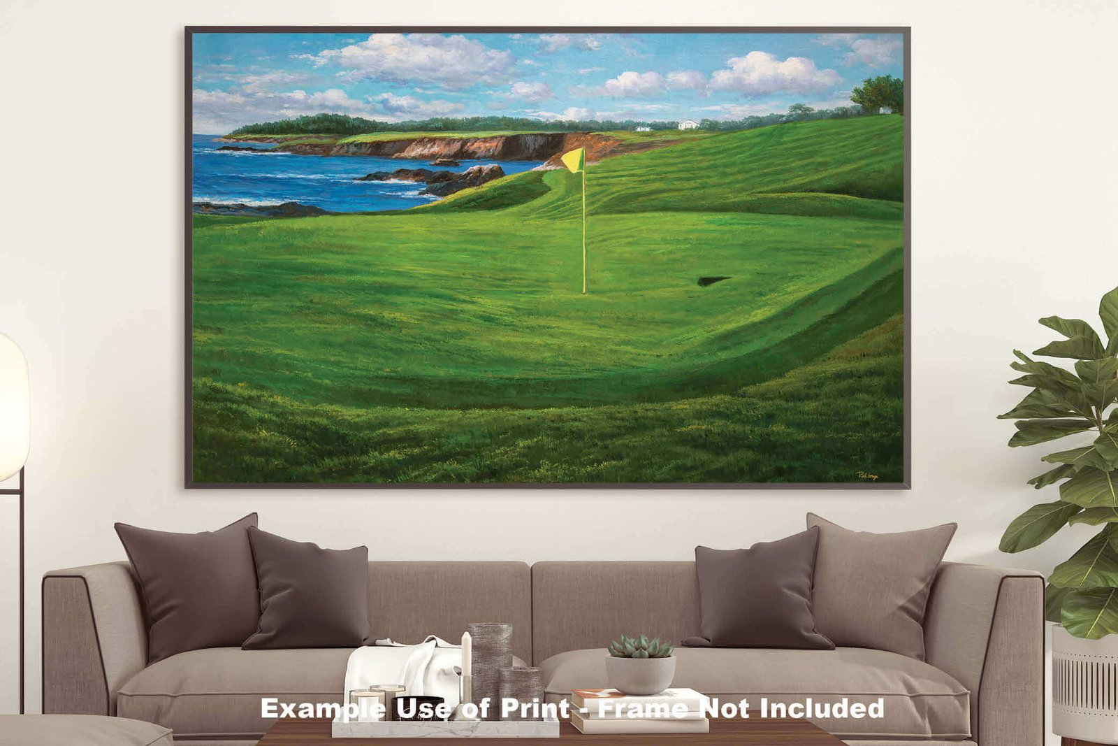Golf Course 10th Hole 10 Pebble Beach Golf Links Golf Club ATT Pro Am PGA Tournament Oil Painting Wall Art Print PblBch10RiOil06 21