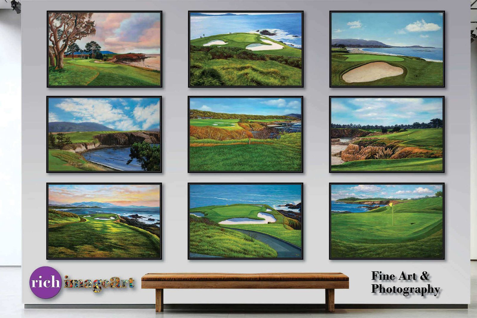 Golf Course 10th Hole 10 Pebble Beach Golf Links Golf Club ATT Pro Am PGA Tournament Oil Painting Wall Art Print PblBch10RiOil06 22