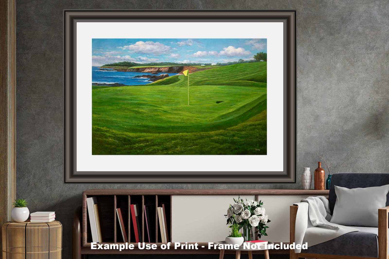 Golf Course 10th Hole 10 Pebble Beach Golf Links Golf Club ATT Pro Am PGA Tournament Oil Painting Wall Art Print PblBch10RiOil06 27