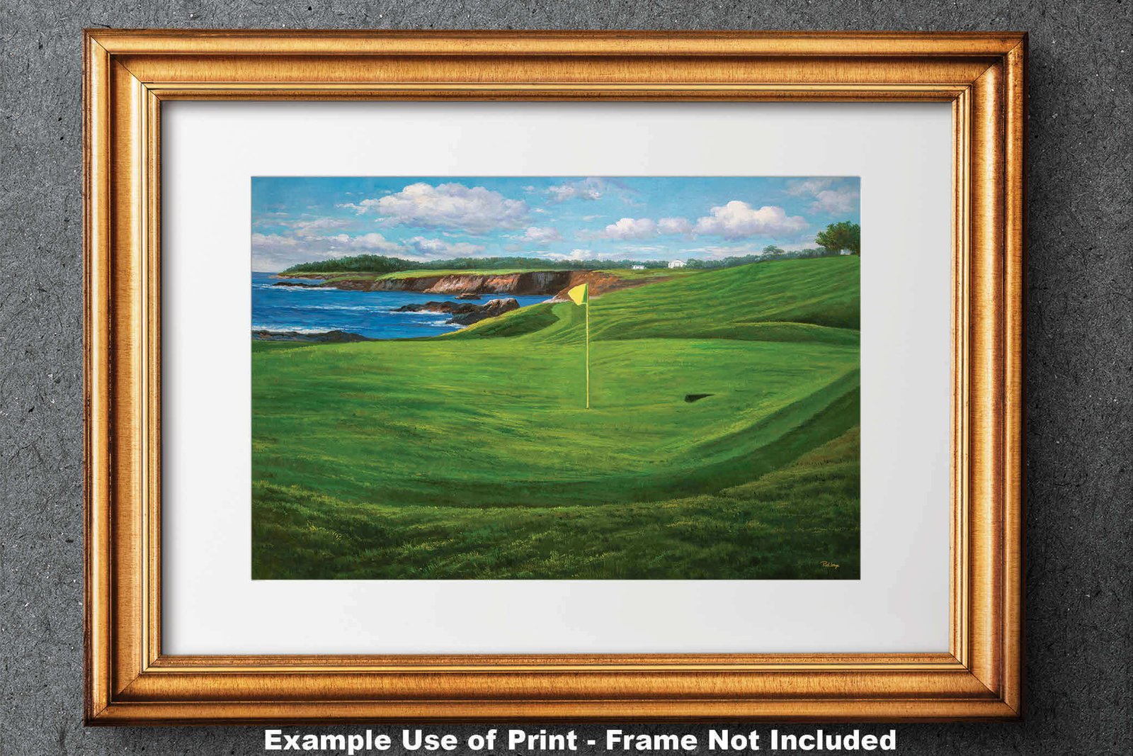 Golf Course 10th Hole 10 Pebble Beach Golf Links Golf Club ATT Pro Am PGA Tournament Oil Painting Wall Art Print PblBch10RiOil06 28