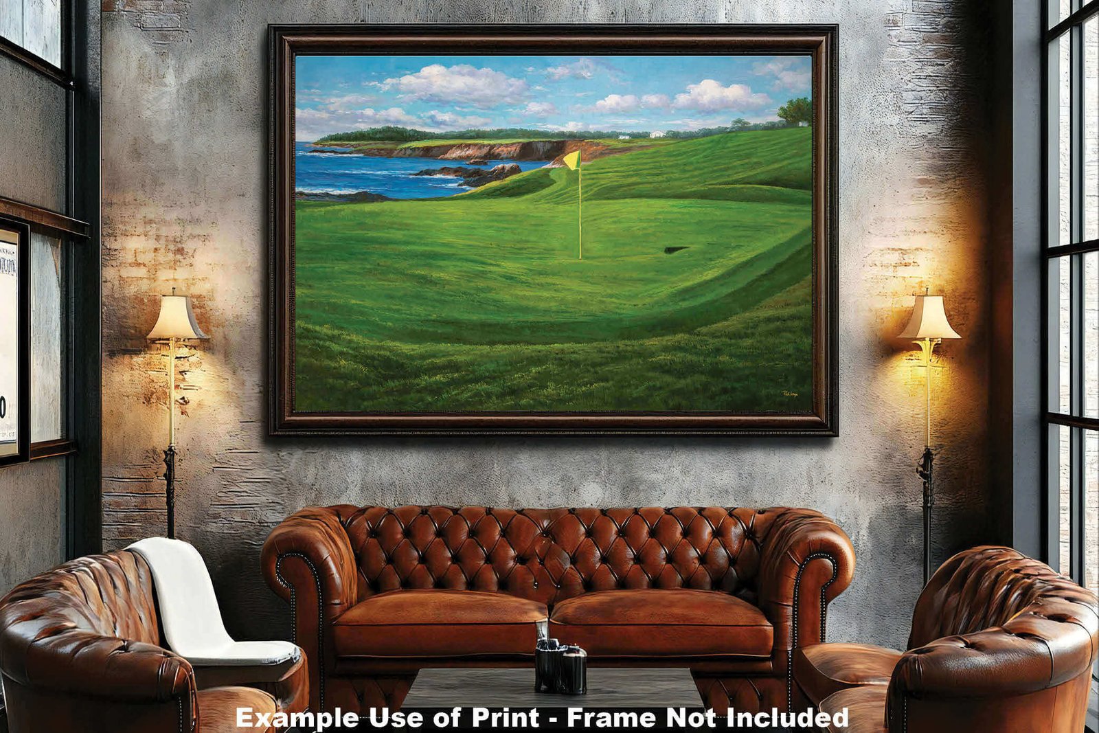 Golf Course 10th Hole 10 Pebble Beach Golf Links Golf Club ATT Pro Am PGA Tournament Oil Painting Wall Art Print PblBch10RiOil06 5