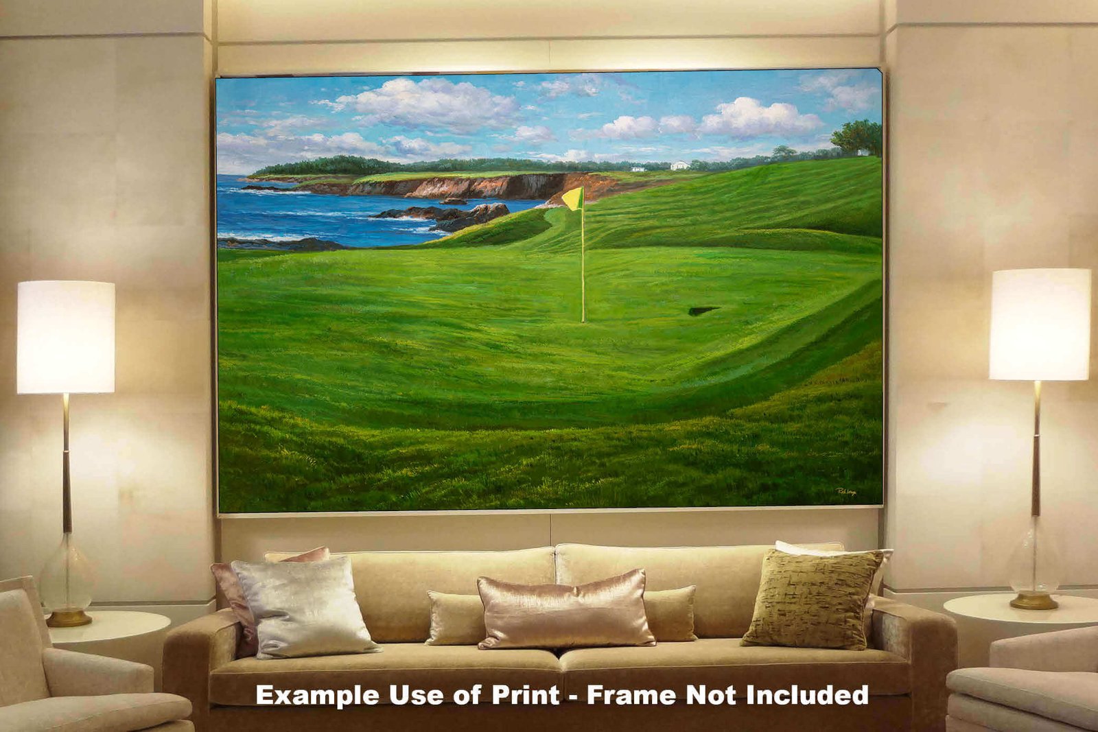 Golf Course 10th Hole 10 Pebble Beach Golf Links Golf Club ATT Pro Am PGA Tournament Oil Painting Wall Art Print PblBch10RiOil06 8