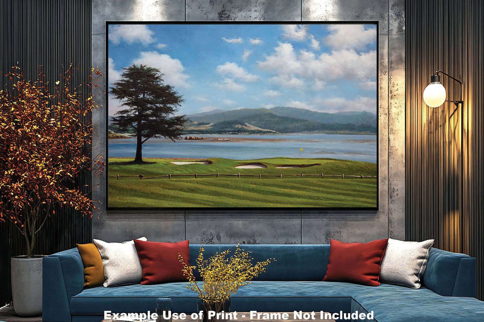Golf Course 18th Hole 18 Pebble Beach Golf Links Golf Club ATT Pro Am PGA Tournament Oil Painting Wall Art Print PblBch18RiOil17 11