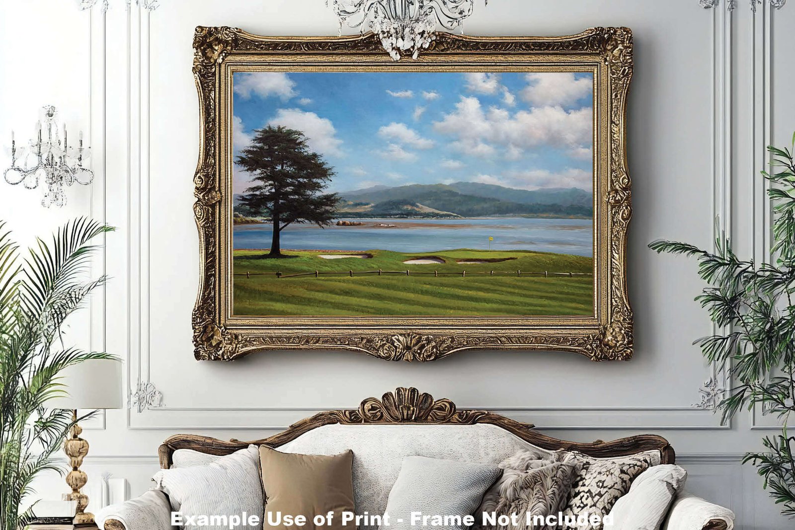 Golf Course 18th Hole 18 Pebble Beach Golf Links Golf Club ATT Pro Am PGA Tournament Oil Painting Wall Art Print PblBch18RiOil17 12