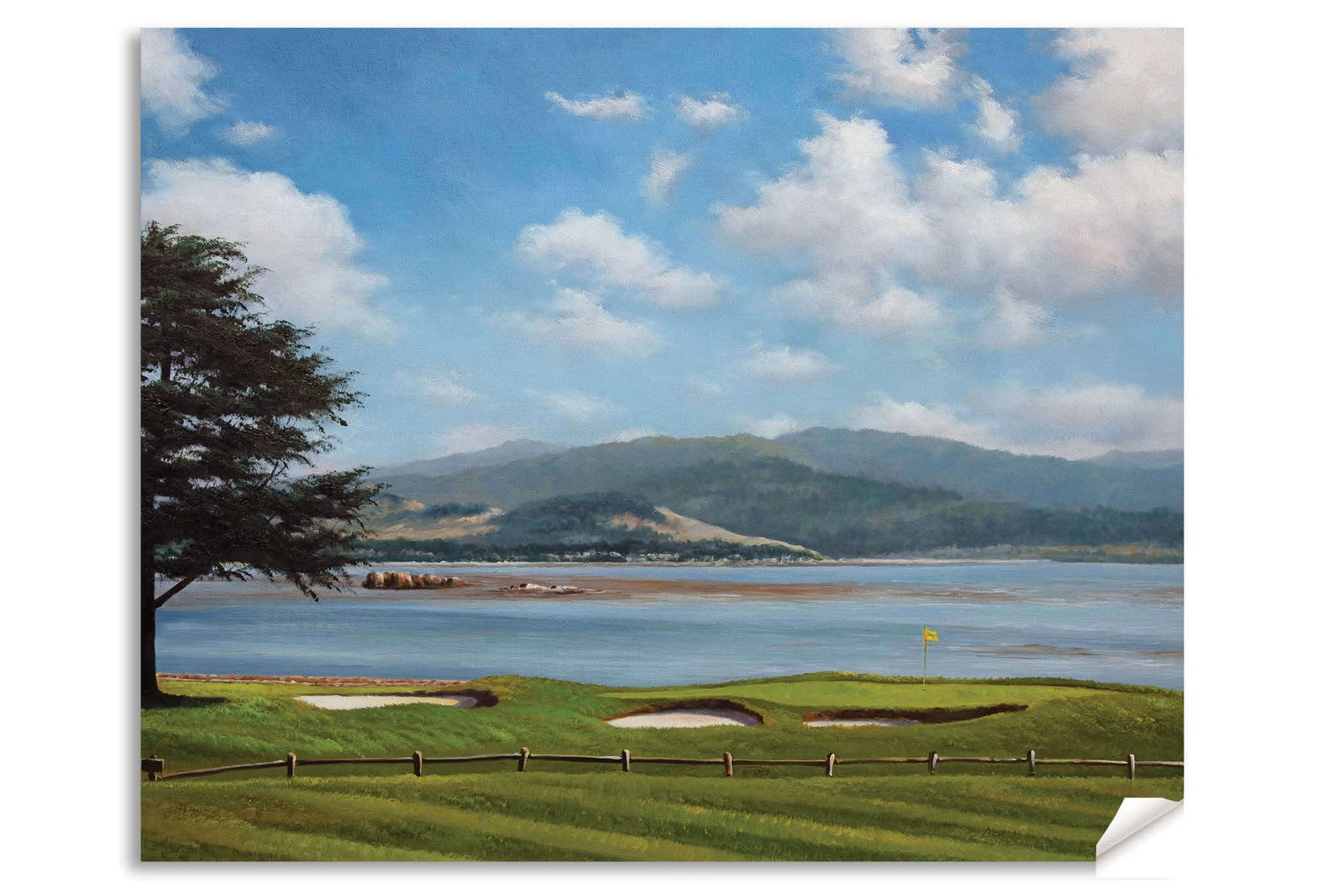 Golf Course 18th Hole 18 Pebble Beach Golf Links Golf Club ATT Pro Am PGA Tournament Oil Painting Wall Art Print PblBch18RiOil17 13