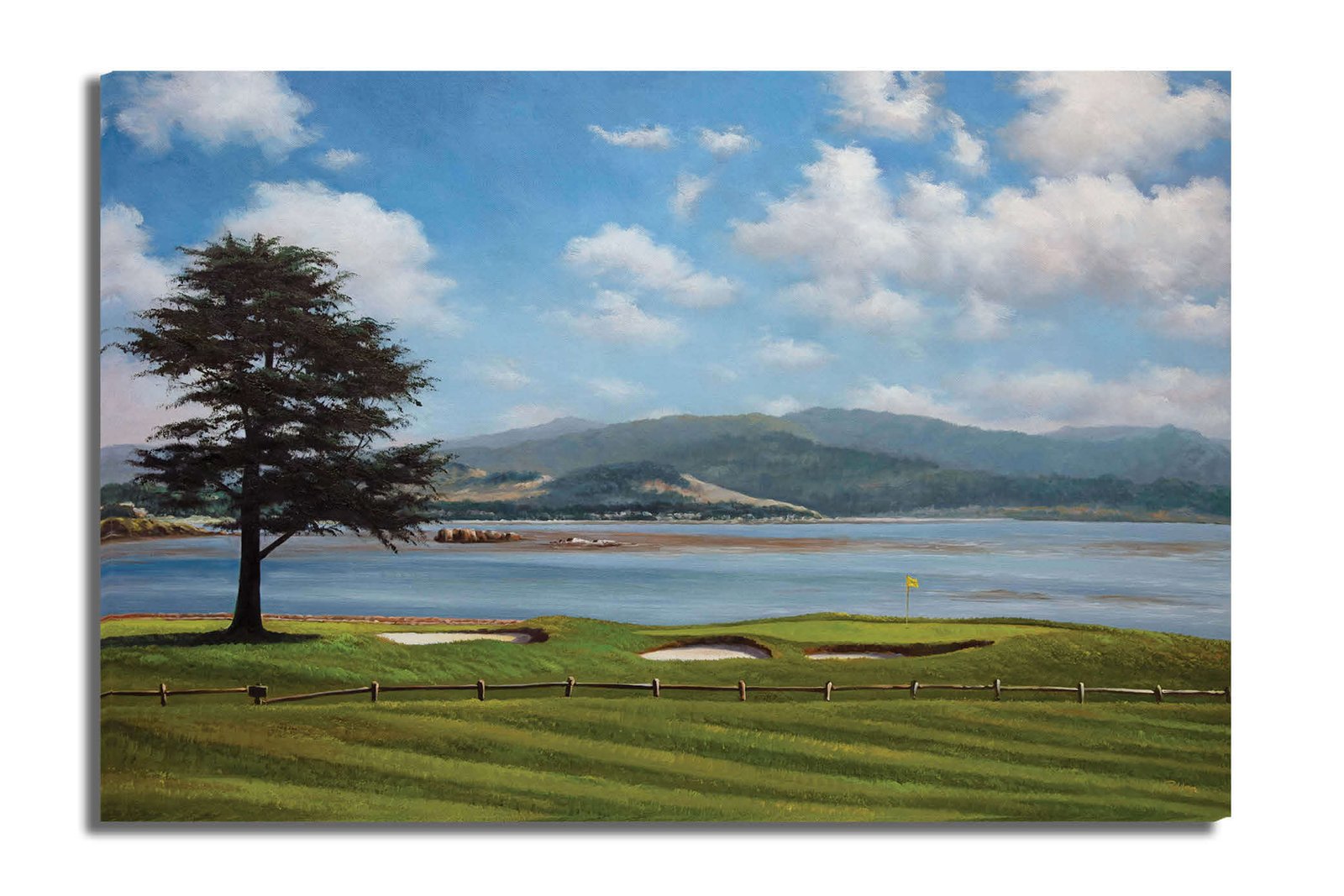 Golf Course 18th Hole 18 Pebble Beach Golf Links Golf Club ATT Pro Am PGA Tournament Oil Painting Wall Art Print PblBch18RiOil17 15