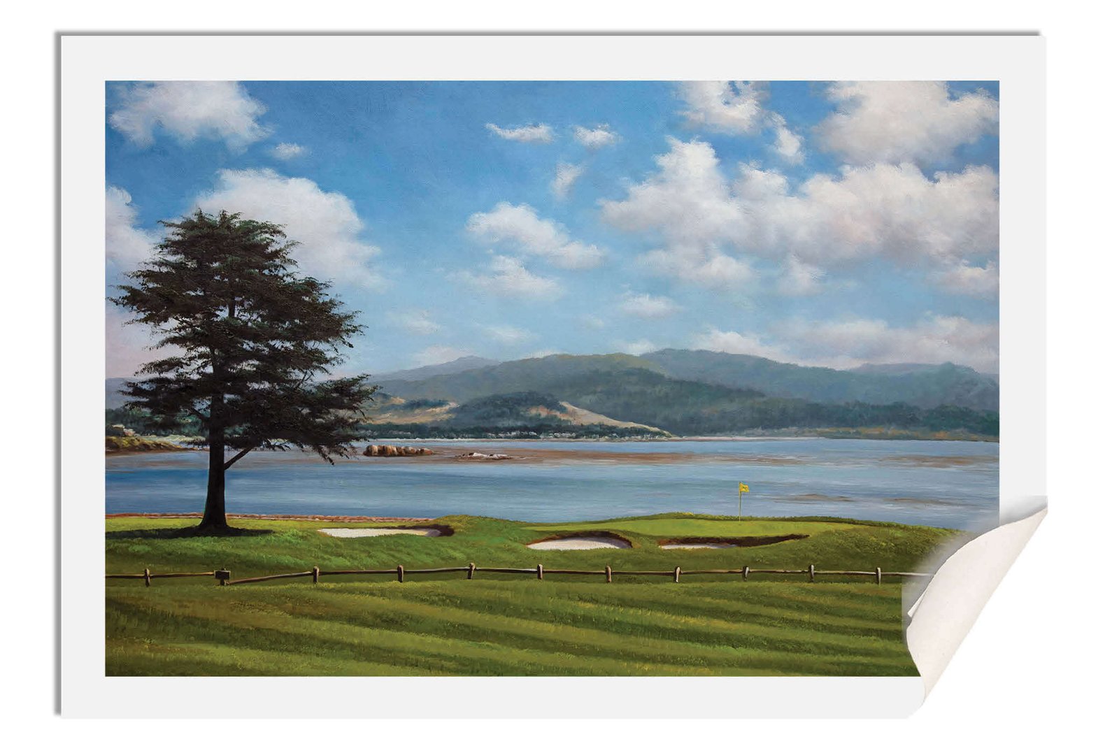 Golf Course 18th Hole 18 Pebble Beach Golf Links Golf Club ATT Pro Am PGA Tournament Oil Painting Wall Art Print PblBch18RiOil17 17