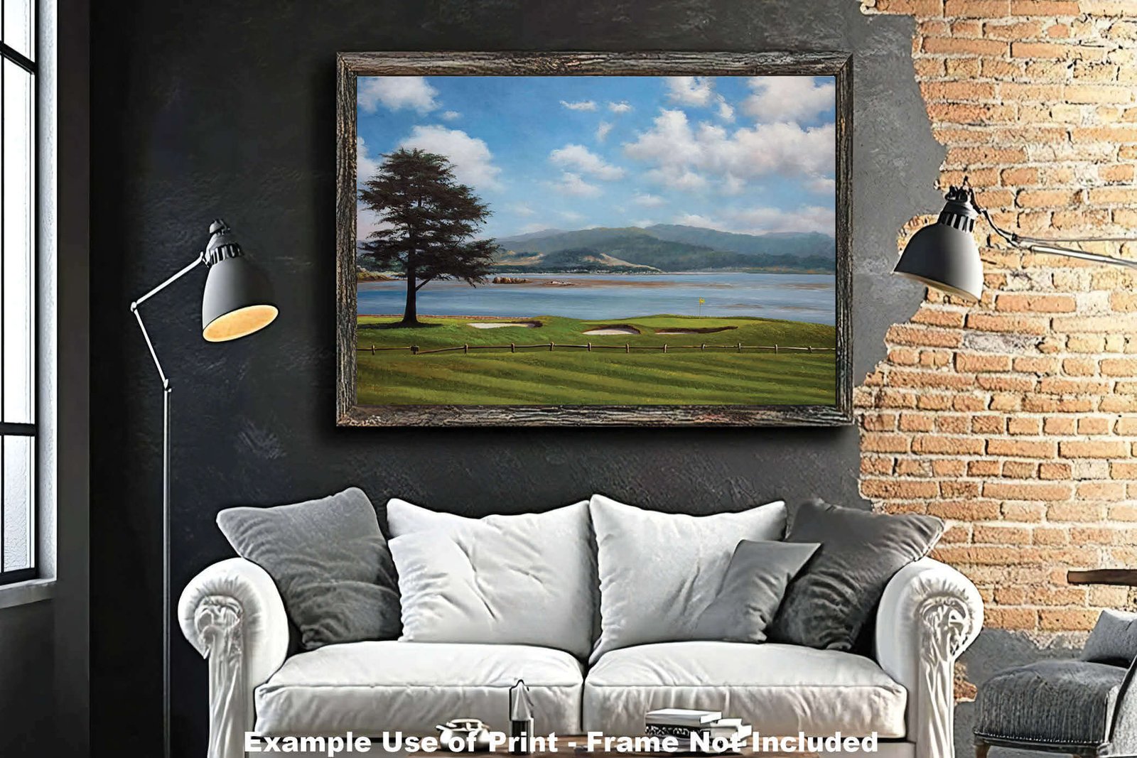 Golf Course 18th Hole 18 Pebble Beach Golf Links Golf Club ATT Pro Am PGA Tournament Oil Painting Wall Art Print PblBch18RiOil17 18