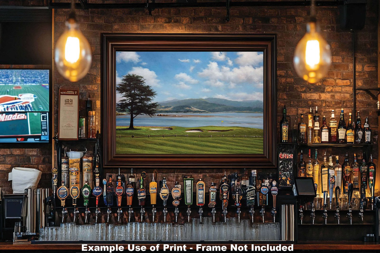 Golf Course 18th Hole 18 Pebble Beach Golf Links Golf Club ATT Pro Am PGA Tournament Oil Painting Wall Art Print PblBch18RiOil17 20