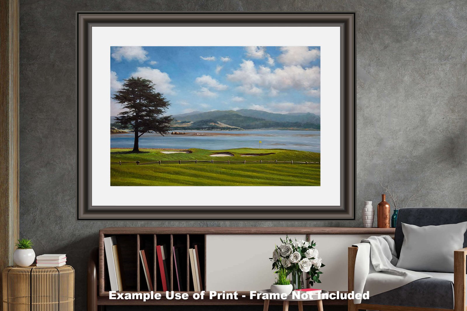 Golf Course 18th Hole 18 Pebble Beach Golf Links Golf Club ATT Pro Am PGA Tournament Oil Painting Wall Art Print PblBch18RiOil17 27
