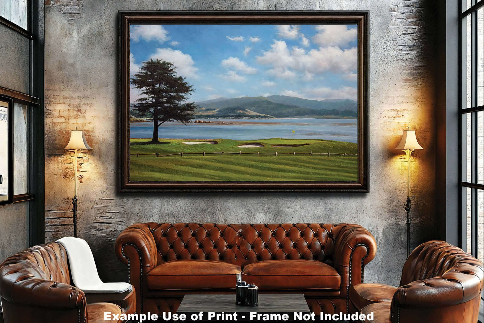 Golf Course 18th Hole 18 Pebble Beach Golf Links Golf Club ATT Pro Am PGA Tournament Oil Painting Wall Art Print PblBch18RiOil17 5