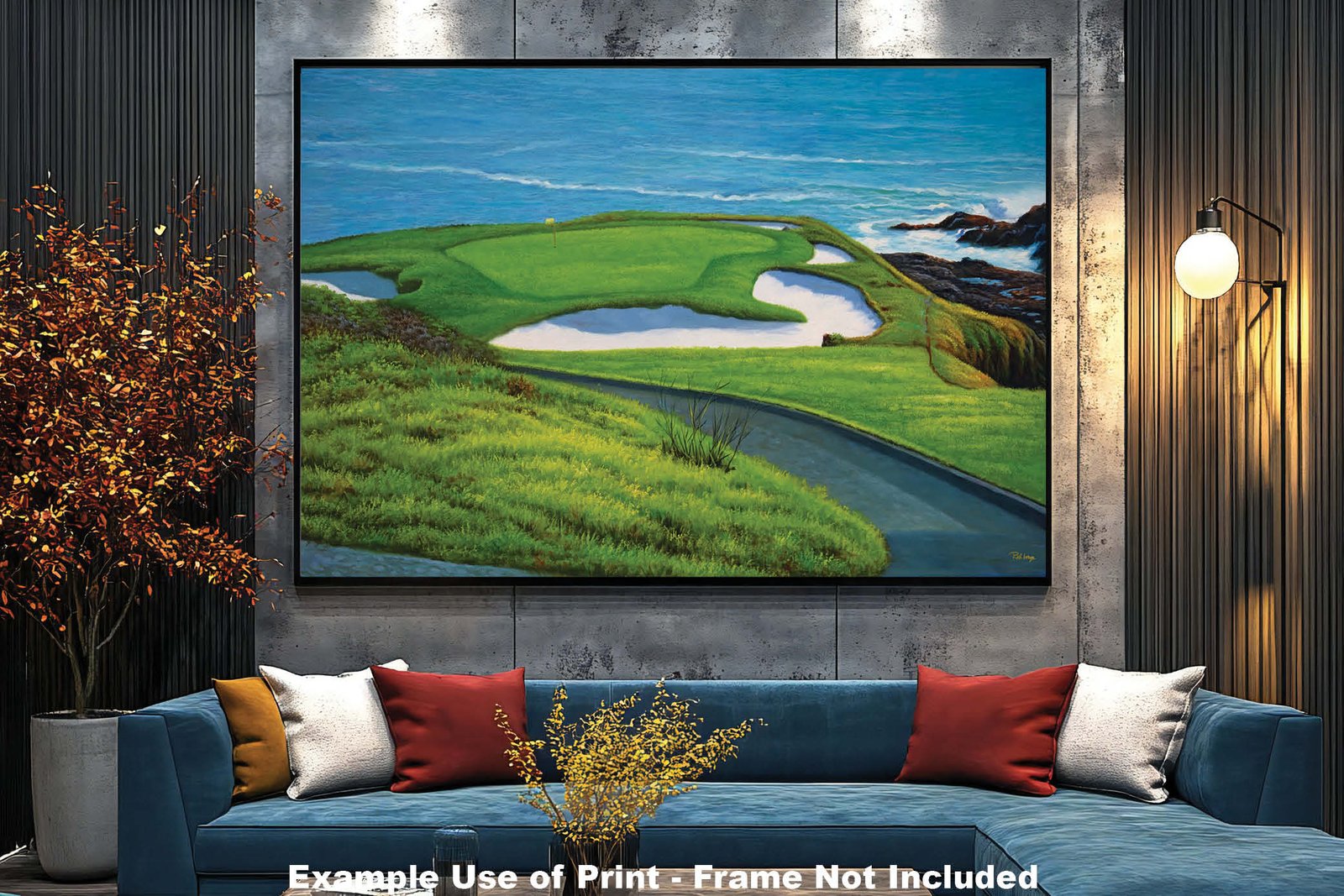 Golf Course 7th Hole 7 Pebble Beach Golf Links Golf Club ATT Pro Am PGA Tournament Oil Painting Wall Art Print PblBch7RiOil15 11
