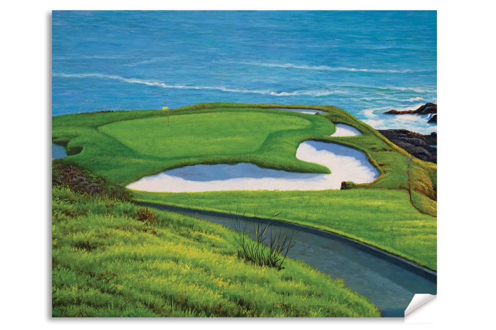 Golf Course 7th Hole 7 Pebble Beach Golf Links Golf Club ATT Pro Am PGA Tournament Oil Painting Wall Art Print PblBch7RiOil15 13