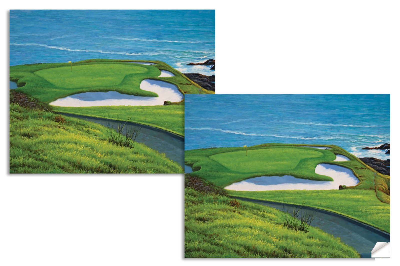 Golf Course 7th Hole 7 Pebble Beach Golf Links Golf Club ATT Pro Am PGA Tournament Oil Painting Wall Art Print PblBch7RiOil15 14