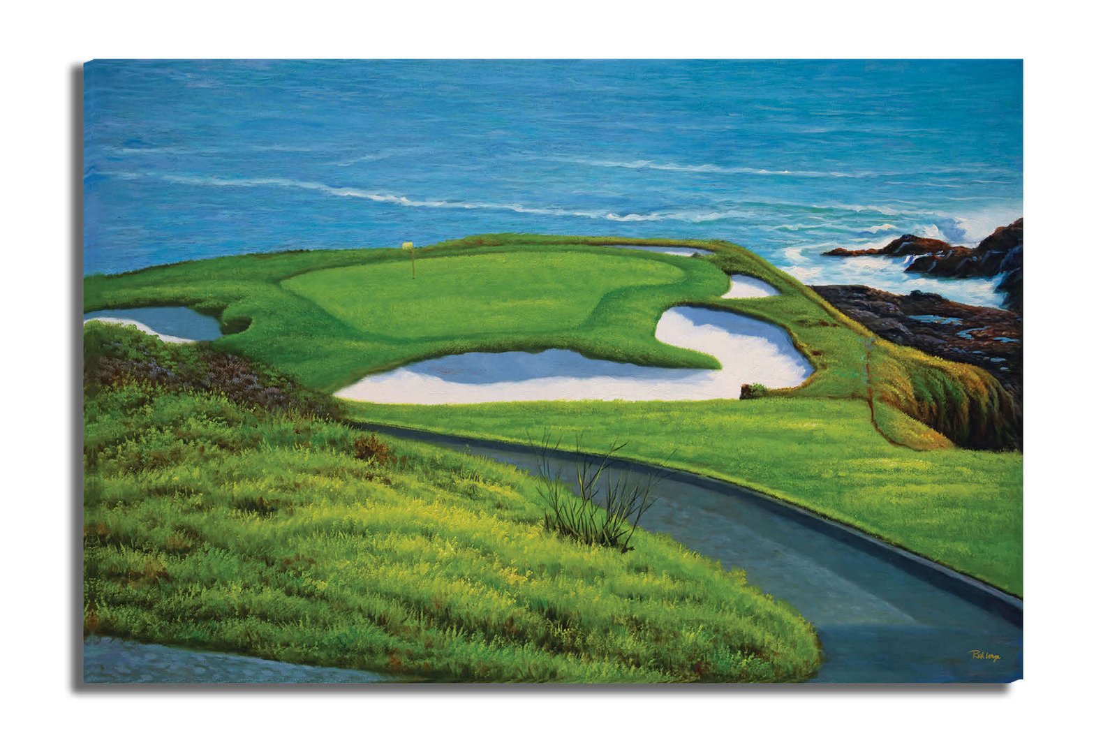 Golf Course 7th Hole 7 Pebble Beach Golf Links Golf Club ATT Pro Am PGA Tournament Oil Painting Wall Art Print PblBch7RiOil15 15