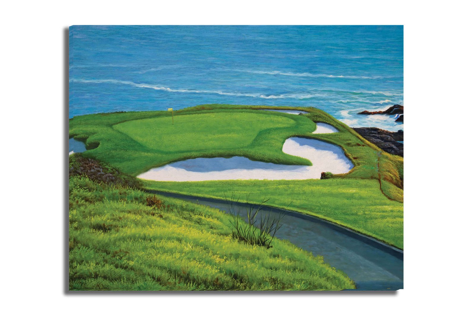 Golf Course 7th Hole 7 Pebble Beach Golf Links Golf Club ATT Pro Am PGA Tournament Oil Painting Wall Art Print PblBch7RiOil15 16
