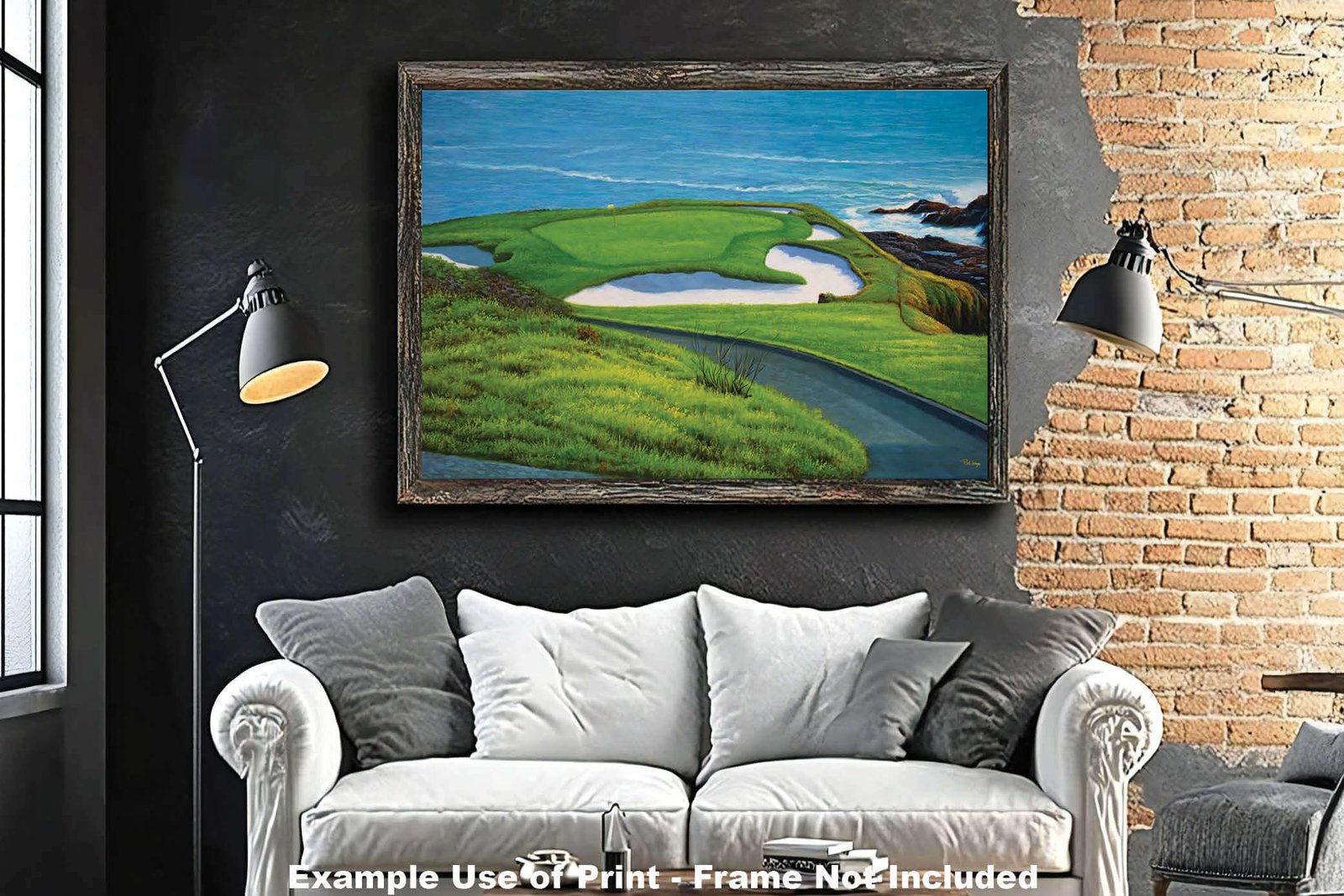 Golf Course 7th Hole 7 Pebble Beach Golf Links Golf Club ATT Pro Am PGA Tournament Oil Painting Wall Art Print PblBch7RiOil15 18