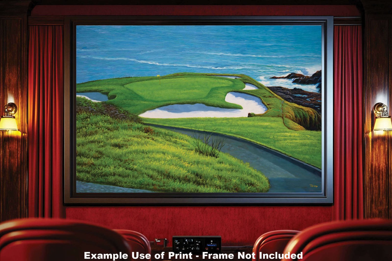 Golf Course 7th Hole 7 Pebble Beach Golf Links Golf Club ATT Pro Am PGA Tournament Oil Painting Wall Art Print PblBch7RiOil15 19