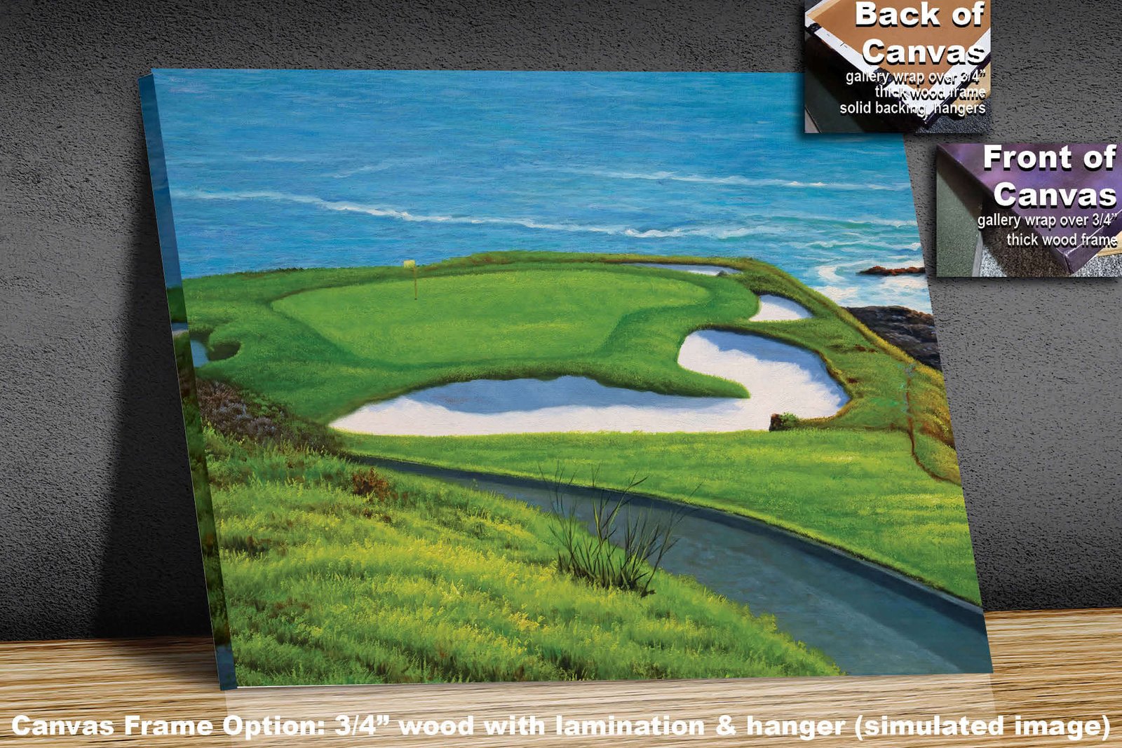 Golf Course 7th Hole 7 Pebble Beach Golf Links Golf Club ATT Pro Am PGA Tournament Oil Painting Wall Art Print PblBch7RiOil15 2