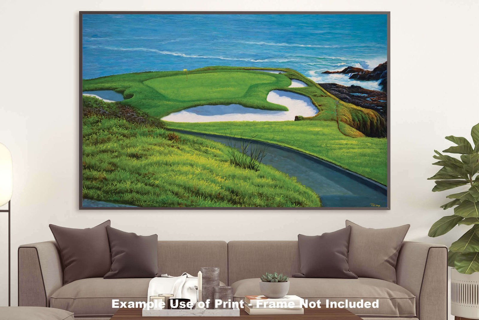 Golf Course 7th Hole 7 Pebble Beach Golf Links Golf Club ATT Pro Am PGA Tournament Oil Painting Wall Art Print PblBch7RiOil15 21